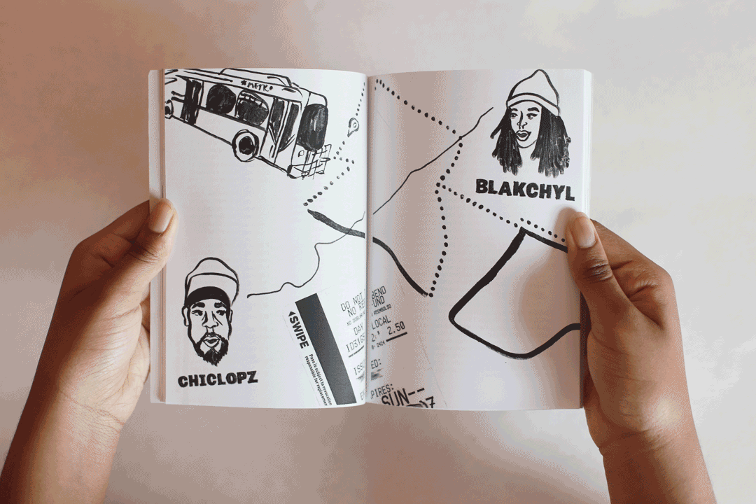 An animated gif of NSNB featuring a person holding the book as it animates from page to page.